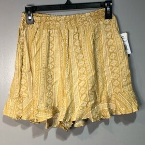 Live to be Spoiled Mustard Yellow Boho Lightweight Shorts NWT